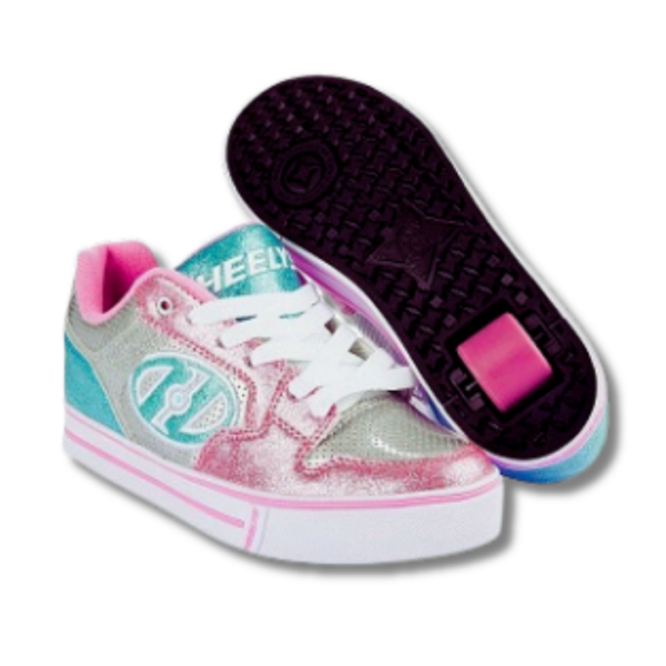 HEELYS MOTION PLUS SILVER/LIGHT PINK/ LIGHT BLUE, ZAPATOS CON RUEDAS, OPORTUNIDAD, COMPRAR ONLINE, ZAPATOS NIÑAS, BARATO.