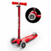 PATINETE MICRO MAXI DELUXE LED ROJO, SCOOTER NIÑO, CALIDAD, COMPRAR ONLINE, BARATO, RUEDAS CON LUCES, LED