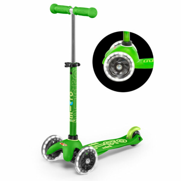 PATINETE INFANTIL MICRO MINI DELUXE LED VERDE, SCOOTER EVOLUTIVO, COMPRAR ONLINE, BARATO, VERDE, NIÑOS, 3 EN 1, RUEDAS CON LUCES