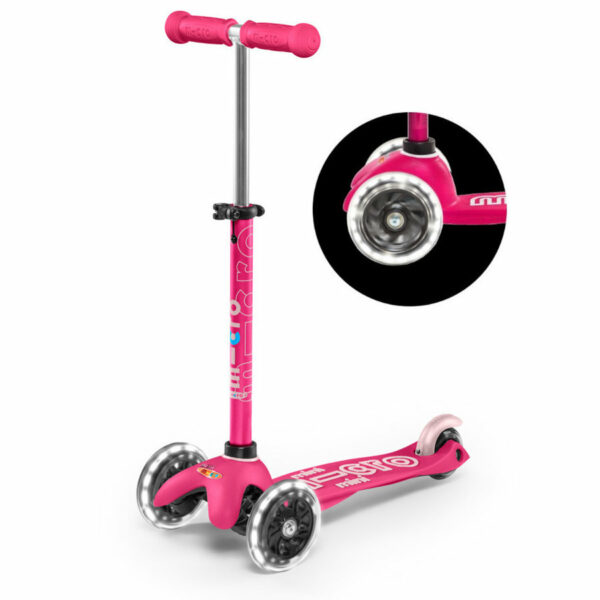 PATINETE INFANTIL MICRO MINI DELUXE LED ROSA, SCOOTER NIÑOS, COMPRAR ONLINE, OPORTUNIDAD, LUCES, RUEDAS LED, 3 EN 1