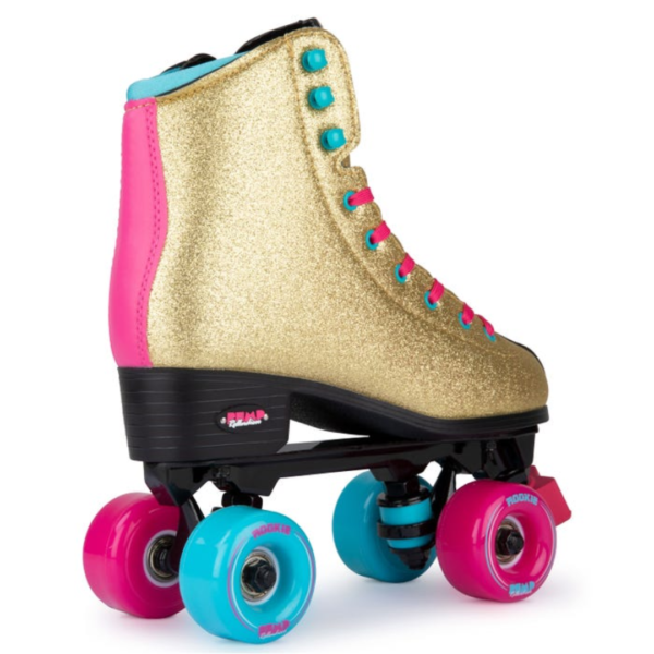 patines 4 ruedas dorados rollerskates rollerdisco v2, comprar online patines