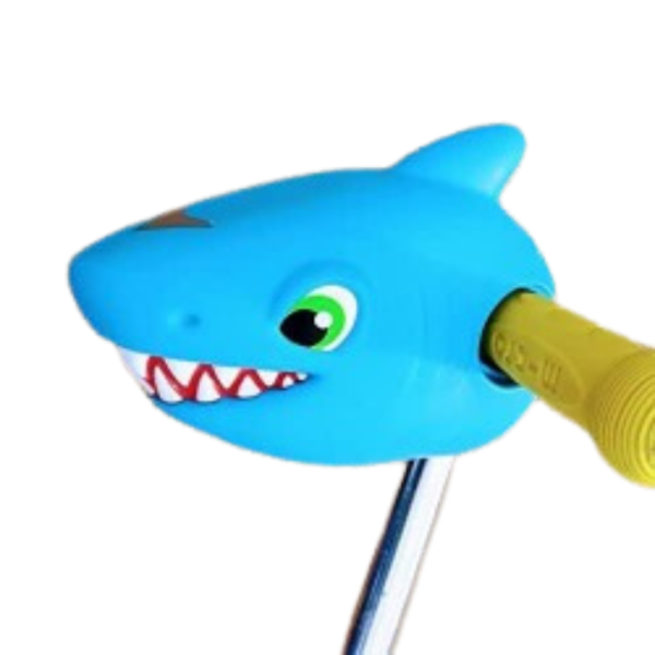 accesorio scooter, cabeza tiburón azul, regalo micro