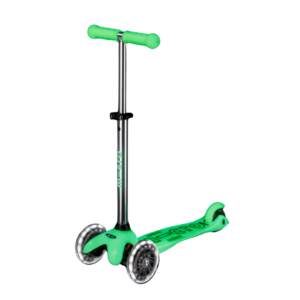 mini micro glow verde, patinete 3 ruedas, scooter infantil, ruedas luces led