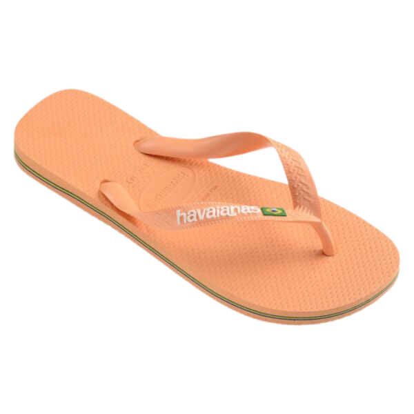 chanclas havaianas, color peach, clasico havaiana, brasil logo, temporada 2024