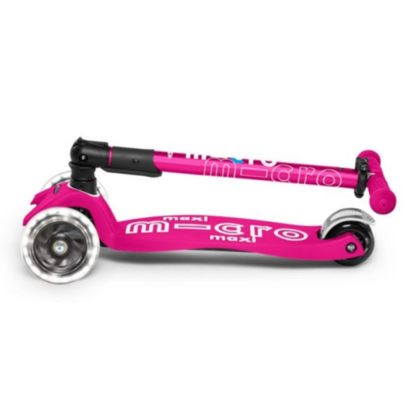 scooter infantil 3 ruedas, patinete micro, maxi micro rosa chicle plegable, ruedas luces led,